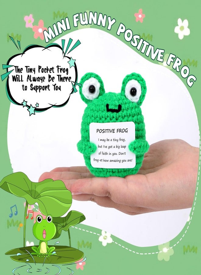 JULEASEL Mini Funny Positive Frog Emotional Crochet Animals Knitted Doll with Positive Card for Coworkers Best Friend Encouragement Funny Gifts for Women Men Xmas Party Decor - Image 2